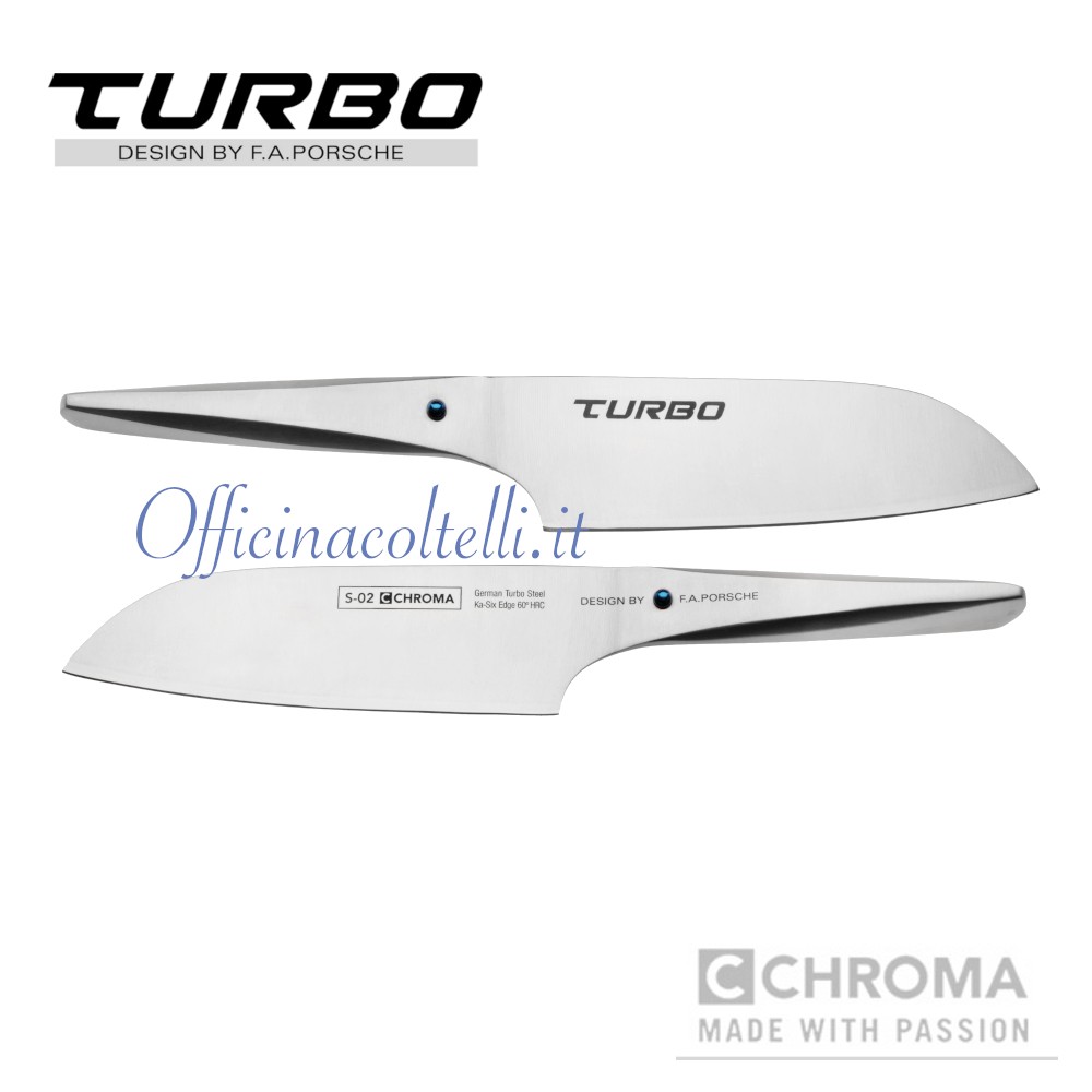 Chroma Turbo Santoku S-02 Ka-Six 60° HRC